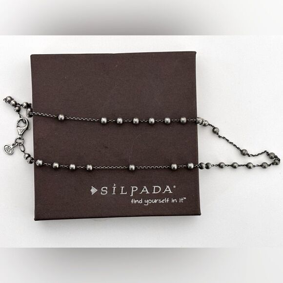 Silpada RETIRED Sterling Silver small satin beads Rosary Chain Necklace 17” long - Picture 9 of 12